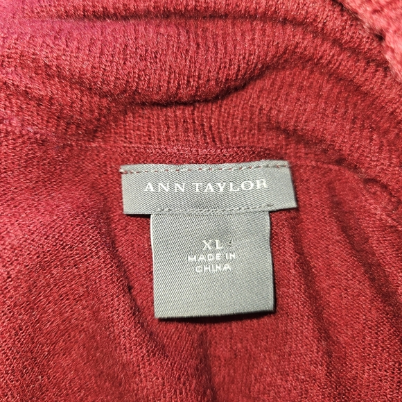 Ann Taylor red wool blend shawl collar wrap sweater Womens XLarge - Picture 3 of 8